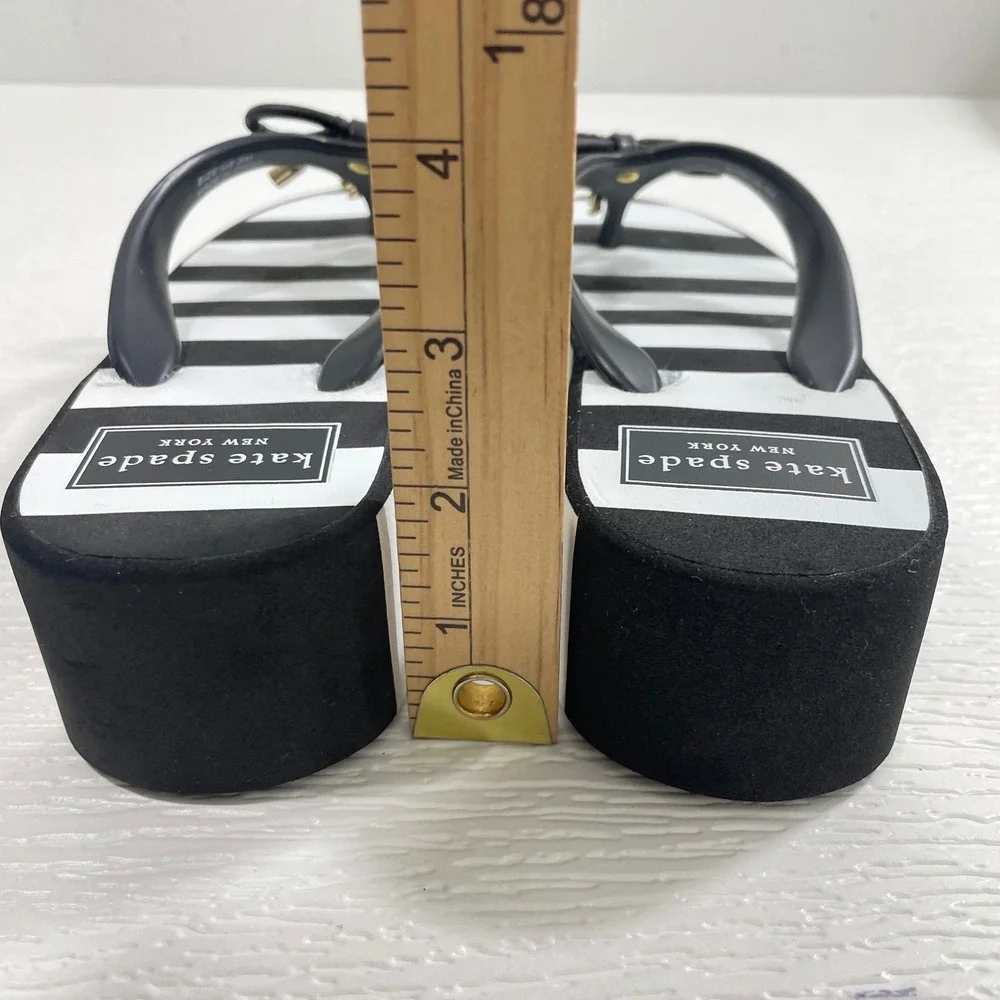 Kate Spade New York Black White Striped Platform Flip Flop Bow Sandals US 5M